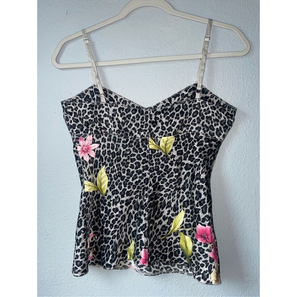 Express Design Studio Vintage Silk Tank Leopard print w flowers size xs